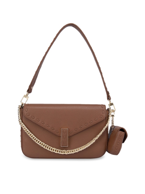 

Da Milano Brown Leather Structured Satchel with Tasselled