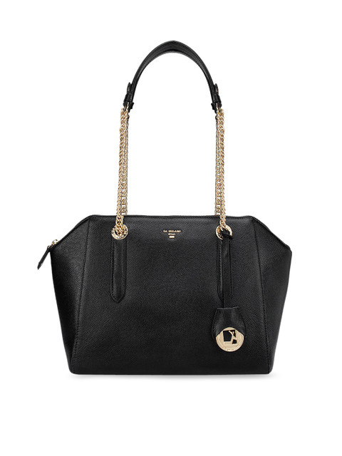 

Da Milano Black Textured Leather Structured Shoulder Bag