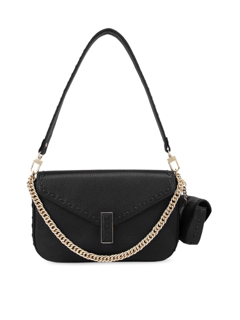 

Da Milano Black Leather Structured Shoulder Bag