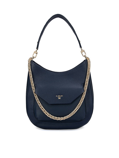 

Da Milano Blue Textured Leather Structured Hobo Bag