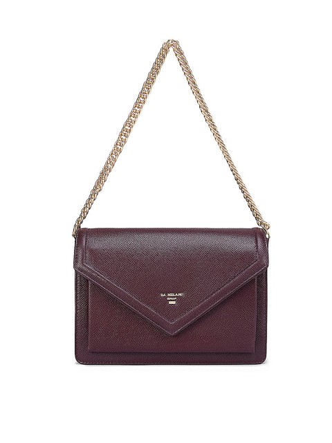 

Da Milano Burgundy Leather Structured Handheld Bag