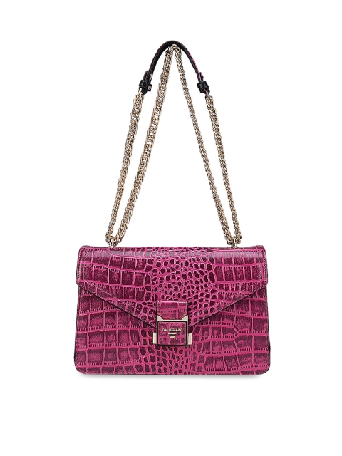 

Da Milano Pink Animal Textured Leather Structured Shoulder Bag