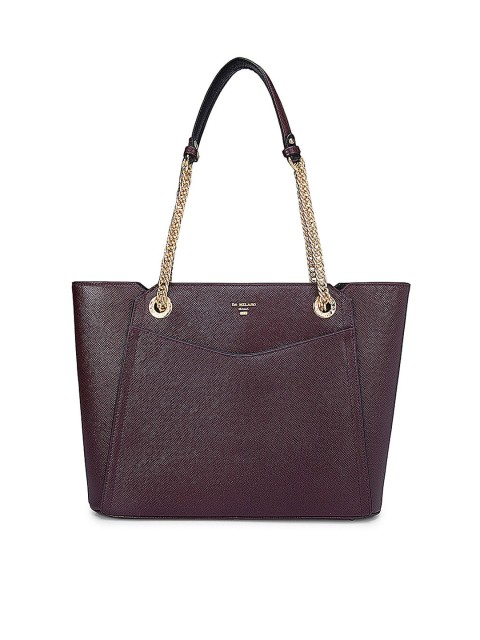 

Da Milano Burgundy Textured Leather Structured Shoulder Bag