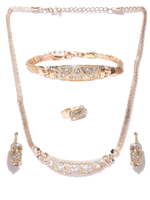 

Shining Diva Gold-Toned Stone-Studded Jewellery Set