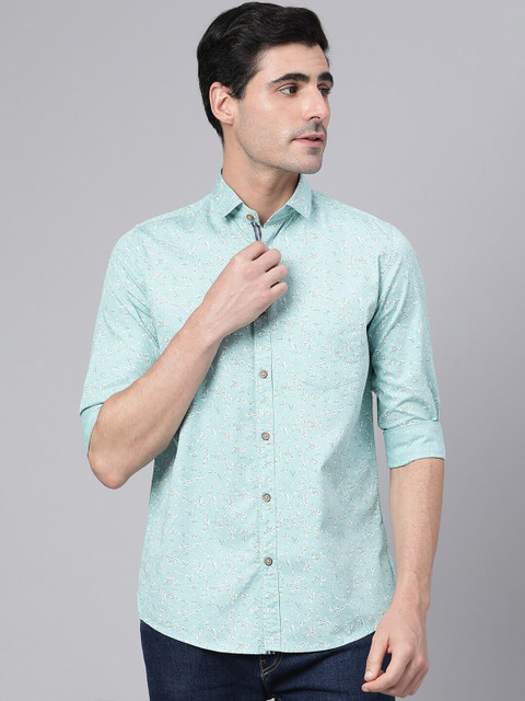 

Richlook Men Green Slim Fit Floral Printed Cotton Casual Shirt