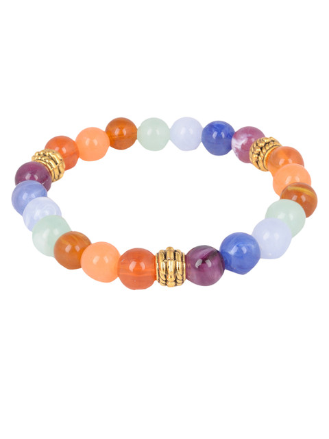 

Arendelle Unisex Orange & White Stone Seven Chakra Bracelet