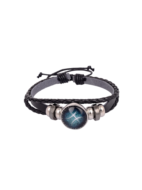 

Arendelle Unisex Blue & Black Stranded Zodiac Sign Leather Wraparound Bracelet