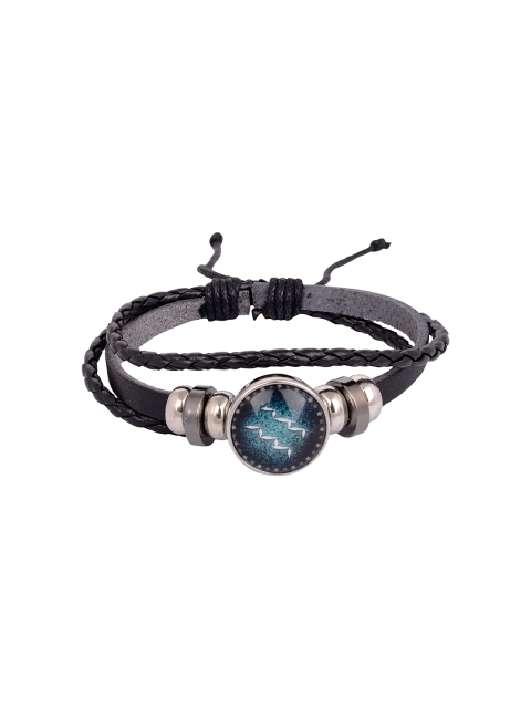 

Arendelle Unisex Blue & Black Zodiac Star Sign Leather Wraparound Bracelet