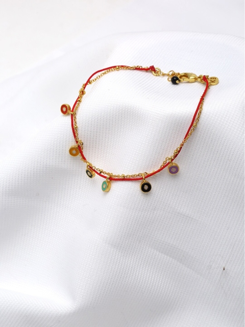 

EK Women Gold-Toned & Red Wraparound Bracelet with Enamel