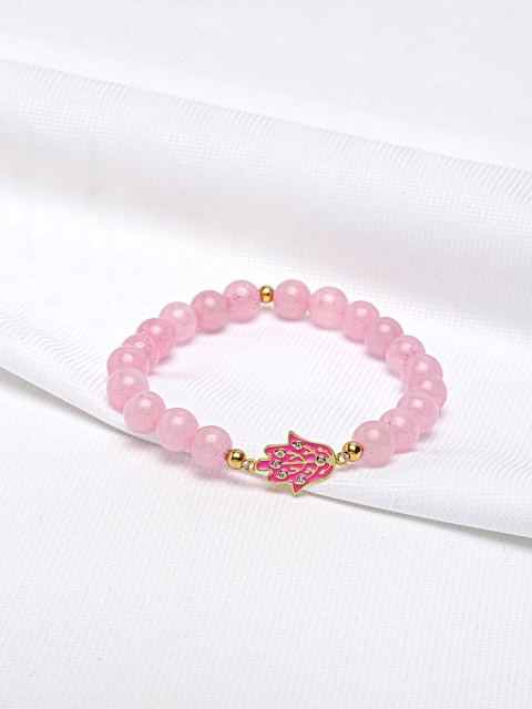 

EK BY EKTA KAPOOR Women Pink Cz stones & Rose Quartz Beads Bracelet