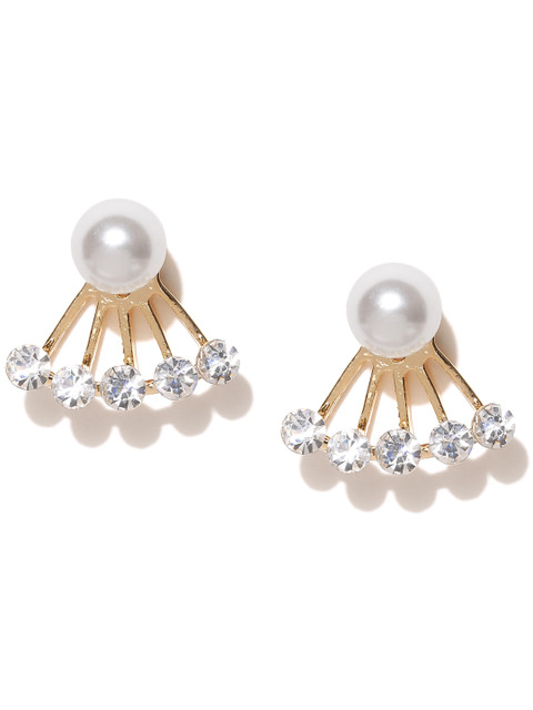 

Shining Diva Gold-Toned & Off-White Stone-Studded Ear Jackets