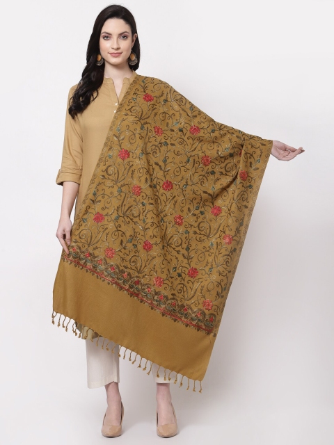 

KLOTTHE Women Beige & Brown Embroidered Stole