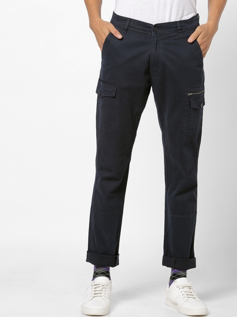 

SPYKAR Men Navy Blue Solid Mid-rise Cargos Trousers