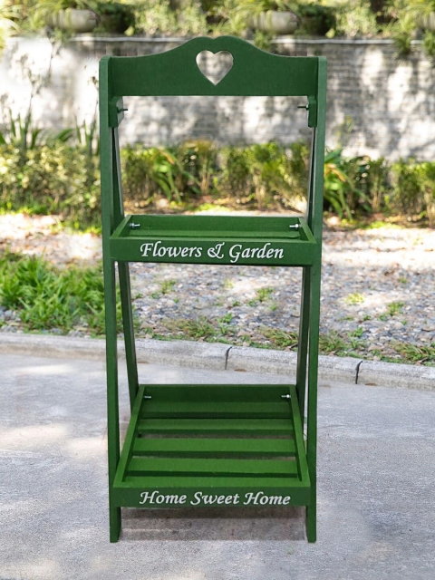 

TIED RIBBONS Green Decorative Handcrafted Wooden Planter Stand