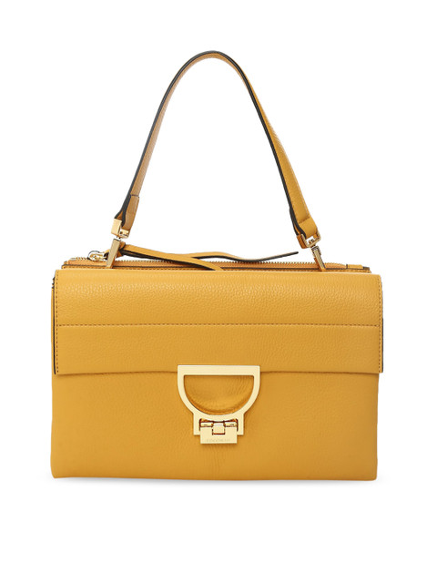 

Coccinelle Yellow Leather Structured Satchel
