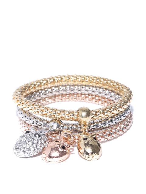 

Shining Diva Set of 3 Charm Bracelets, Gold
