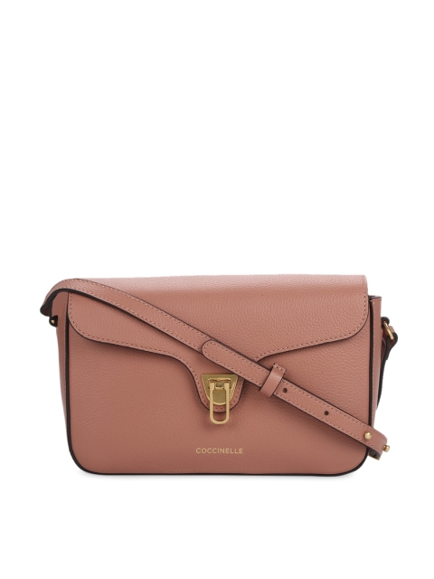 

Coccinelle Brown Leather Structured Sling Bag with Tasselled