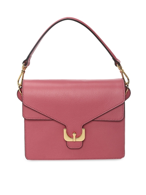 

Coccinelle Pink Textured Leather Structured Handheld Bag