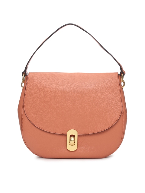 

Coccinelle Peach-Coloured Leather Structured Handheld Bag