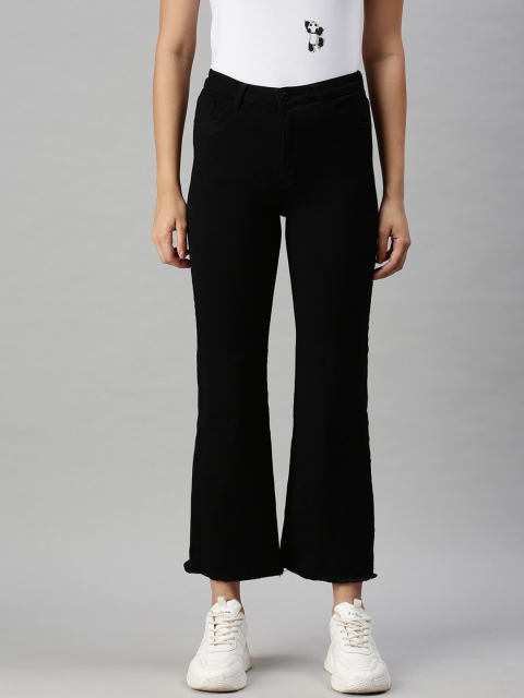 

SHOWOFF Women Black Wide Leg High-Rise Stretchable Jeans