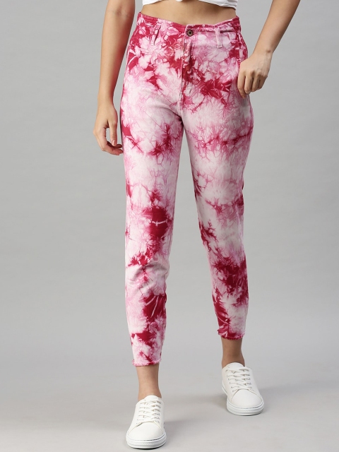 

SHOWOFF Women Pink High-Rise Bleached Stretchable Jeans