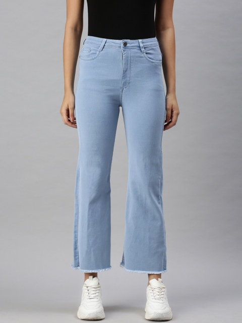 

SHOWOFF Women Blue Wide Leg High-Rise Clean Look Stretchable Jeans