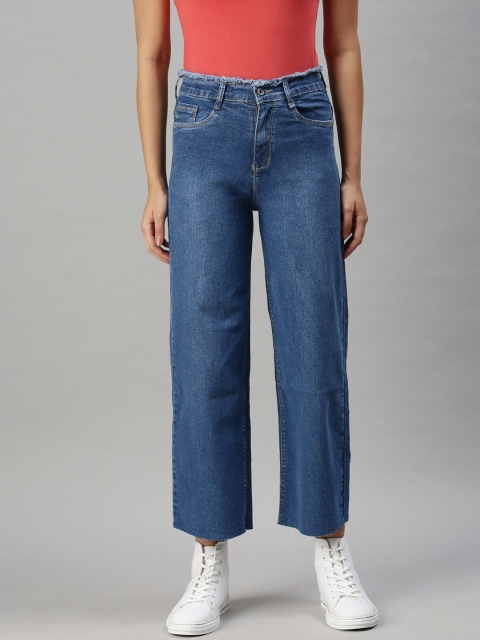 

SHOWOFF Women Blue Wide Leg High-Rise Stretchable Jeans
