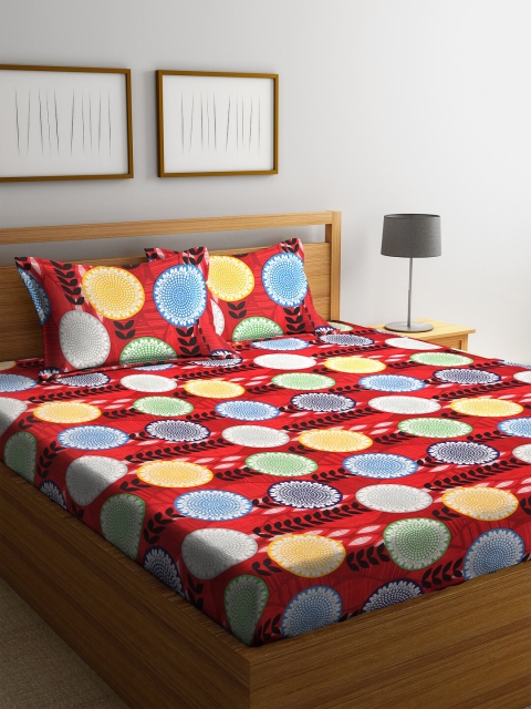 

Dhrohar Red & Yellow Floral 180 TC King Bedsheet with 2 Pillow Covers