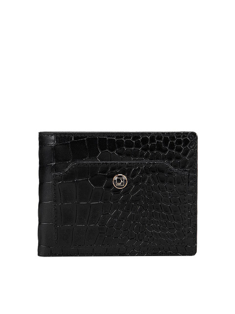 

Da Milano Men Black Textured Leather Two Fold Wallet