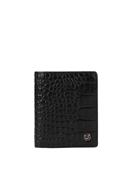 

Da Milano Men Black Textured Leather Two Fold Wallet