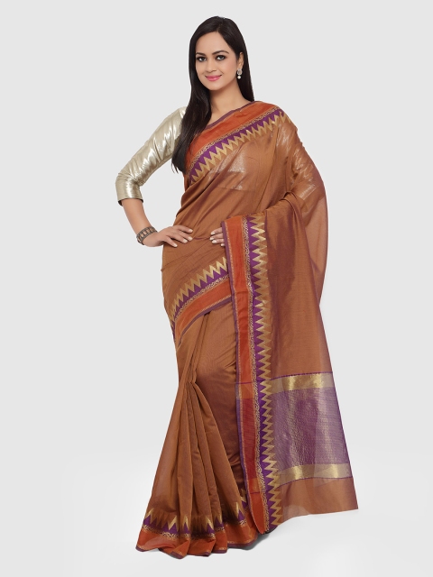 

Kvsfab Brown Cotton & Silk Traditional Saree