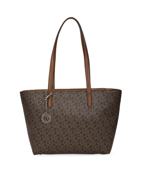 

DKNY Brown Printed Leather Structured Tote Bag