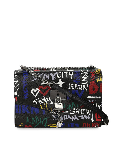 

DKNY Black Printed Leather Structured Sling Bag