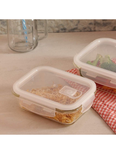 

Femora Set Of 3 Glass Lunch Box, Transparent