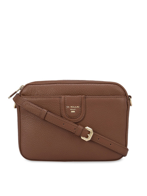 

Da Milano Brown Leather Structured Sling Bag