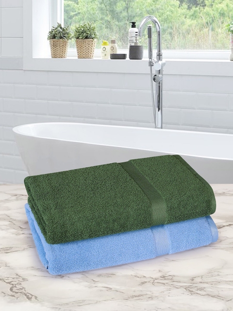 

ROMEE Set Of 2 Solid Microfiber 500 GSM Bath Towels, Blue