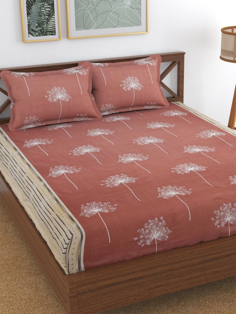 

Florida Red & White Floral 144 TC Queen Bedsheet with 2 Pillow Covers