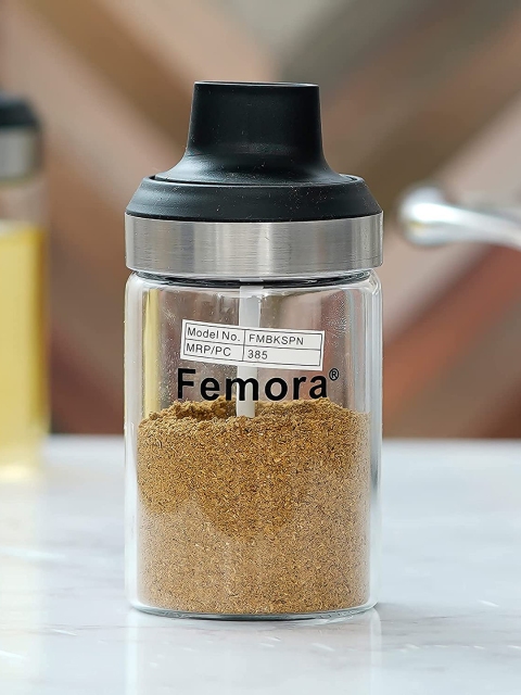 

Femora Transparent & Black Glass Slat & Pepper Shakers