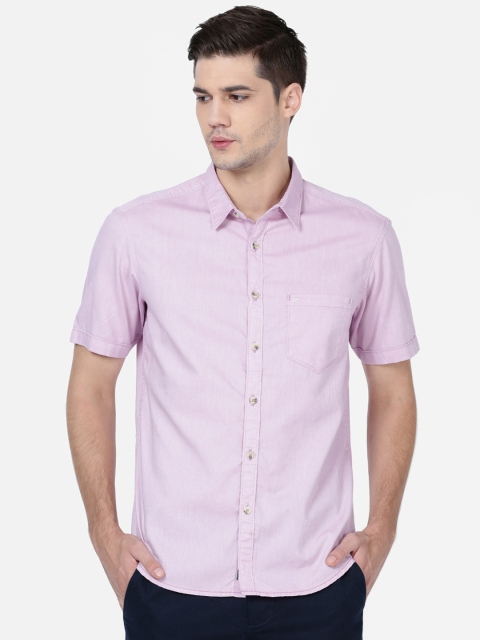 

t-base Men Lavender Standard Pure Cotton Casual Shirt