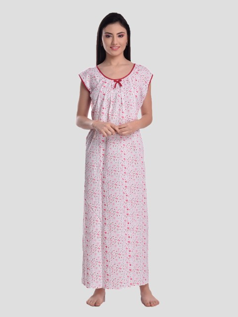 

CIERGE Women Pink Printed Maxi Nightdress