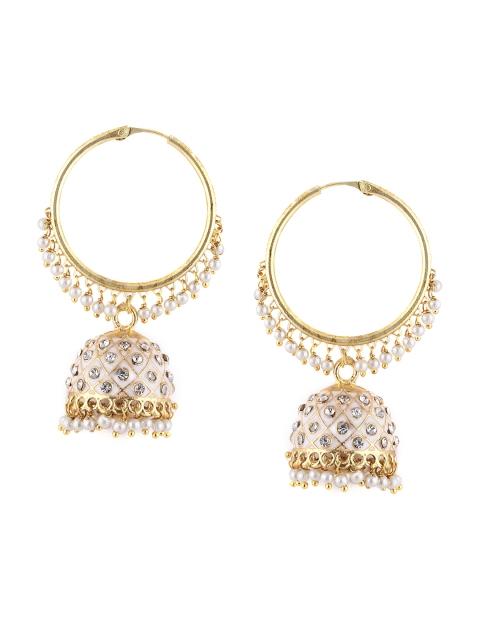 

EL REGALO Pink & Gold-Plated Spherical Jhumkas Earrings