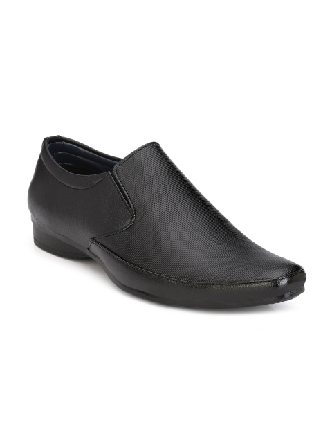 

Ferraiolo Men Black Textured Formal Slip-Ons