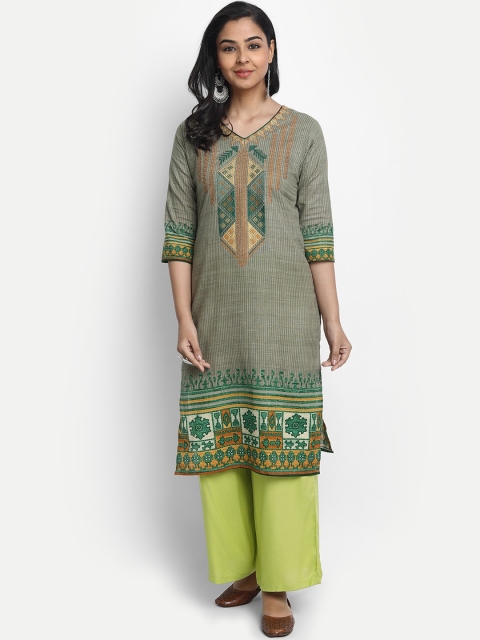 

KALINI Women Green Ethnic Motifs Printed Cotton Kurta