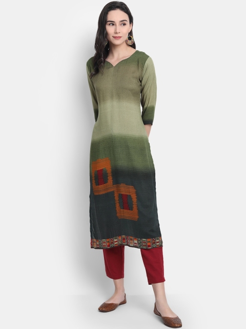 

KALINI Women Green Geometric Printed Kurta