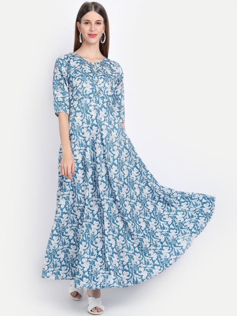 

KALINI Women Blue Printed Crepe Dress