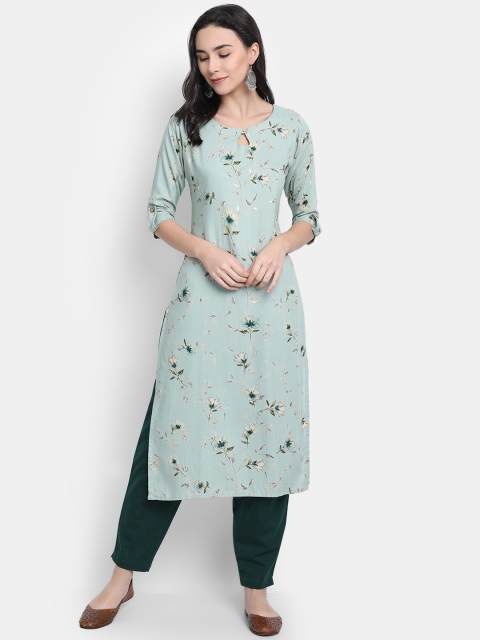 

KALINI Women Sea Green Floral Printed Kurta