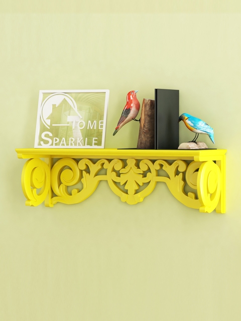 

Home Sparkle Yellow Carved Wall Shelf