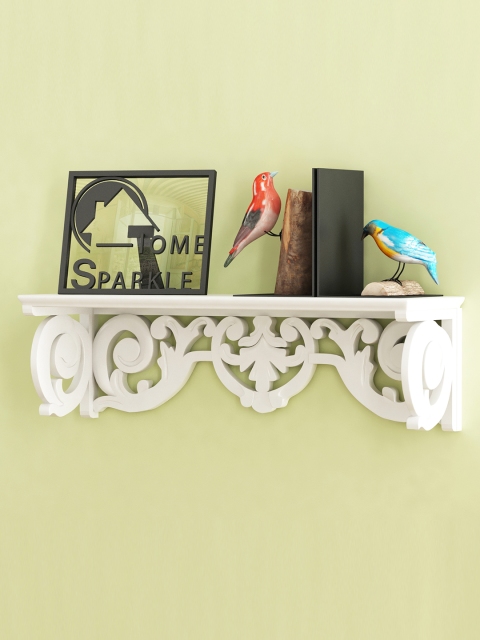 

Home Sparkle White Carved Wall Shelf