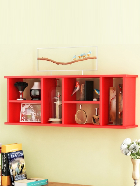 

Home Sparkle Red Wood Wall Shelf