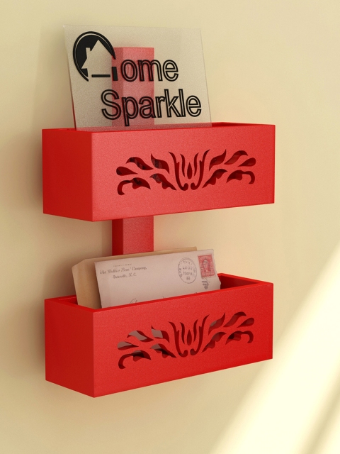 

Home Sparkle Red Engineered Wood 2-Tier Magazine Rack